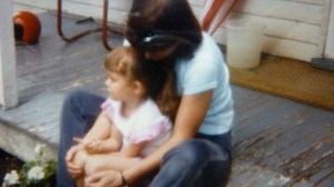 Me and my oldest daughter, Michelle, lingering a few minutes on the babysitter's porch.